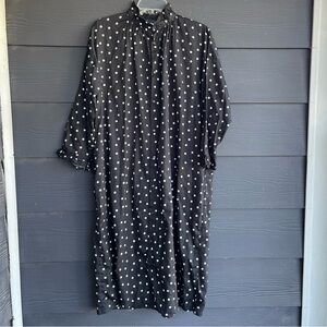 Ichi antiquities polka dot ruffle button dress OSFM cotton Japan lagenlook 1K